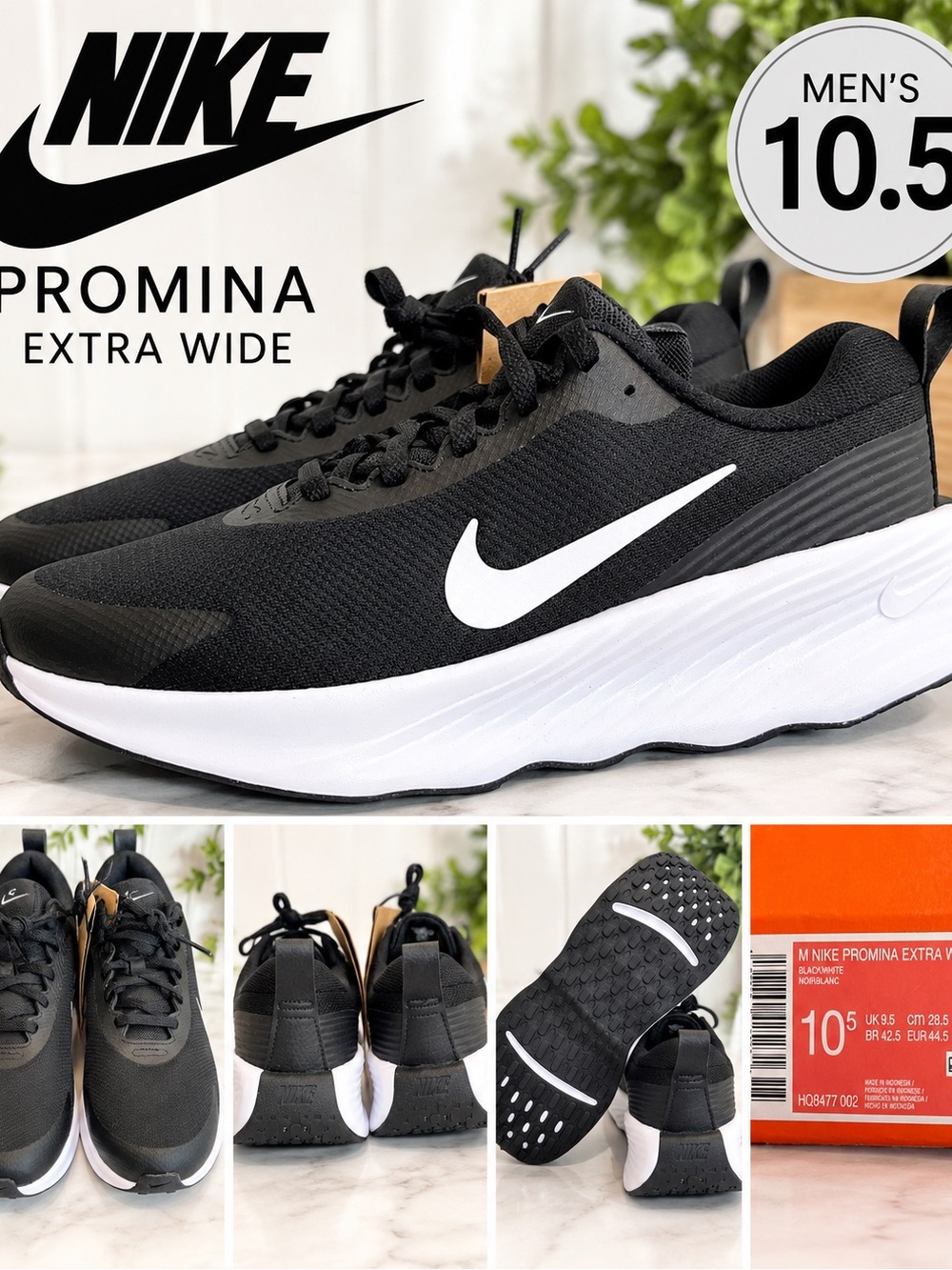 Nike Promina Extra Wide Men's Running Shoes - Black/White